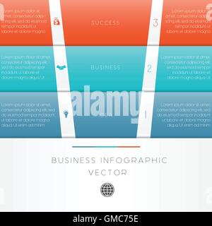 Farbe Streifen Vektor Illustration Vorlage Business Infografik nummeriert drei Stellungen Stock Vektor