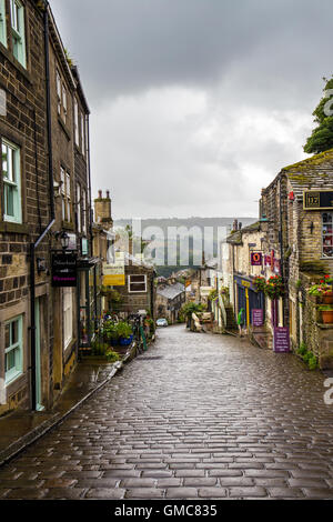 Hauptstraße in Haworth North Yorkshire Stockfoto