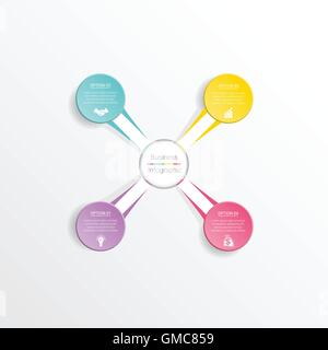 Infografik-Design Vorlage Geschäftskonzept für vier Position, Schritte und Textbereich. Stock Vektor