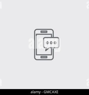 Smartphone-Symbol mit Geer in grauen Umriss für Anwendung oder Dekoration Stock Vektor