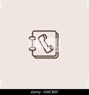 Telefonbuch-Symbol des braunen Umriss für Webseite Stock Vektor