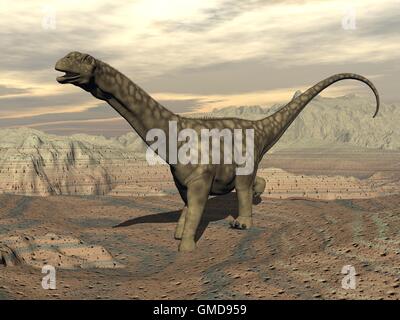 Argentinosaurus Dinosaurier Spaziergang - 3D render Stockfoto