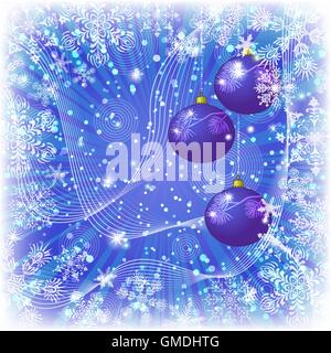 Weihnachten Hintergrund mit Kugeln und Schneeflocken Stock Vektor