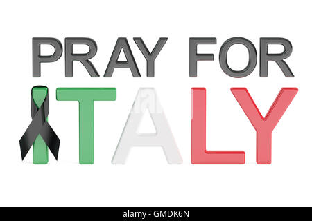 Betet für Italien Konzept, 3D-Rendering isoliert auf weißem Hintergrund Stockfoto