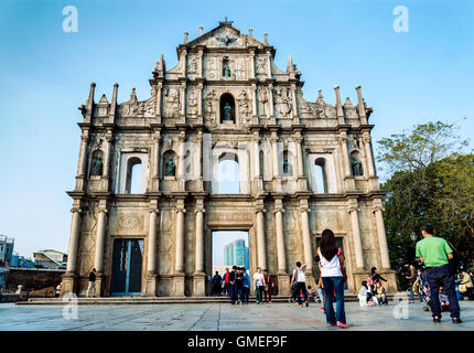 Str. Pauls Kirche Ruinen berühmter touristischer Attraktion Wahrzeichen in Macau china Stockfoto