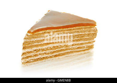 Caramel Topping Kuchen Stück Stockfoto