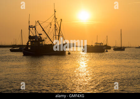 Mersea Island, Essex, 25. August 2016.  Sonnenuntergang von West Mersea, eine Insel auf Essexs Küste gesehen. Bildnachweis: Paul Davey/Alamy Live-Nachrichten Stockfoto