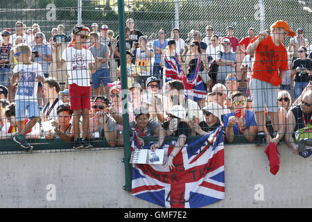 Spa Francorchamps, Belgien. 25. August 2016. Motorsport: FIA Formula One World Championship Grand Prix von Belgien, 2016 Fans © Dpa/Alamy Live-Nachrichten Stockfoto