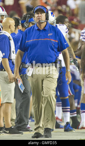 Landover, Maryland, USA. 26. August 2016. Buffalo Bills Head Coach Rex Ryan durchschreitet der Seitenlinie während des zweiten Quartals der Vorsaison Spiel gegen die Washington Redskins in FedEx Field in Landover, Maryland auf Freitag, 26. August 2016. Die Redskins gewann das Spiel 21 - 16.Credit: Ron Sachs/CNP Credit: Ron Sachs/CNP/ZUMA Draht/Alamy Live News Stockfoto