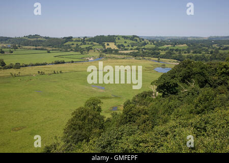 Ansicht Nord-West über Towy Tal vom Dinefwr Castle Stockfoto