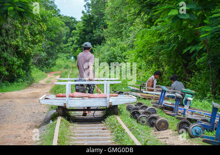 Bambus-Bahn, Battambang, Kambodscha. 5. September 2015 Stockfoto