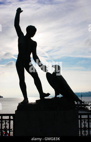 Statue Herman Hubachera 1952, fleht Zeus Ganymed. Stockfoto