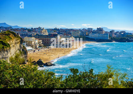 Biarritz Grande Plage (Strand) im Sommer, Frankreich Stockfoto