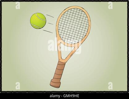 Tennisschläger mit ball Stock Vektor