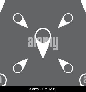 Karte-Zeiger-Symbol. GPS-Standort-Symbol. Nahtlose Muster auf einem grauen Hintergrund. Vektor Stock Vektor