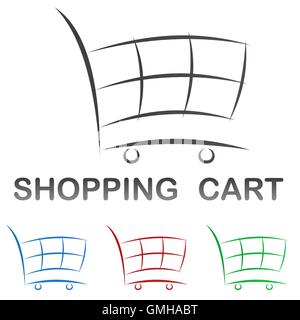 Shopping Warenkorb-Icon-Design-set Stock Vektor