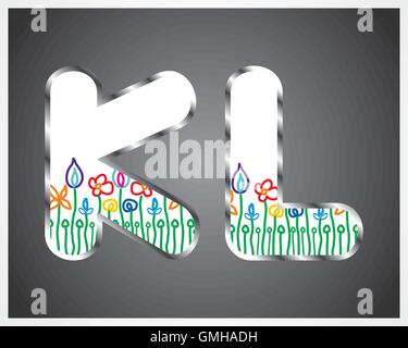 bunte Blumen Alphabet Stock Vektor