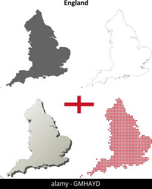 England-Umriss-Karte gesetzt Stock Vektor