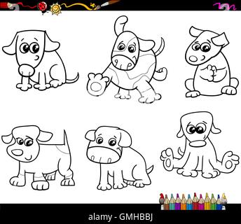 Hunde set Cartoon Malvorlagen Stock Vektor