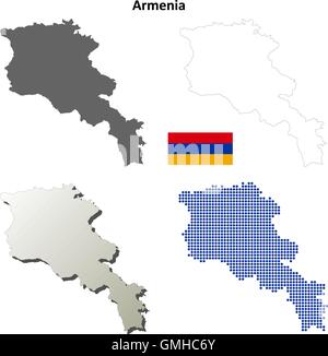 Armenien-Umriss-Karte gesetzt Stock Vektor