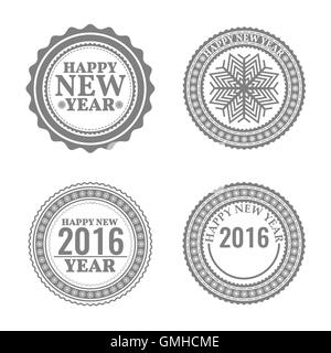 Neujahr-Set, Etiketten und Embleme, Vektor-Illustration. Stock Vektor