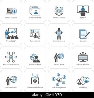Wirtschaft und Finanzen Icons Set. Flaches Design. Stock Vektor