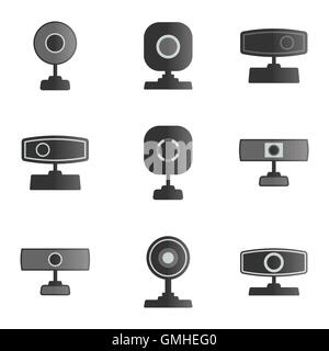 Legen Sie Symbole Webcam, Vektor-Illustration. Stock Vektor