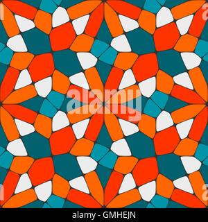 Nahtloses Kacheln geometrische Vektormuster in blaugrün und Orange Stock Vektor