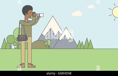 Fotografen nehmen Foto in Bergen Stock Vektor