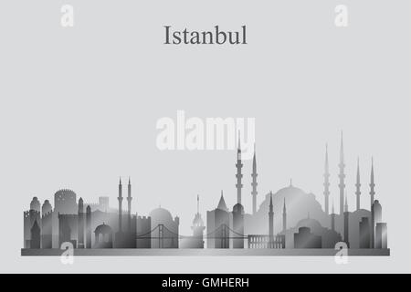 Istanbul Stadt Skyline Silhouette in Graustufen Stock Vektor