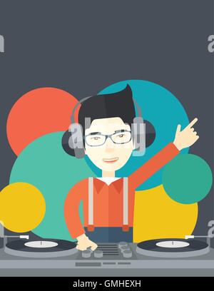 DJ mit Konsole. Stock Vektor