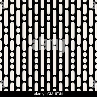 Vektor nahtlose schwarz-weiß gestrichelte parallele vertikale Linien und Punkte-Muster Stock Vektor