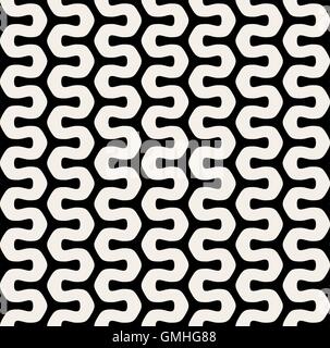 Nahtlose schwarz Vektor & weiß abgerundeten Wellenlinien Muster Stock Vektor