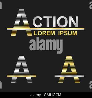 Metallische Geschäft Schriftdesign - Buchstaben A (Action) Stock Vektor