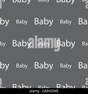 Baby on Board Schild-Symbol. Baby im Auto Warnsymbol. Baby-Schnuller Nippel. Nahtlose Muster auf einem grauen Hintergrund. Vektor Stock Vektor