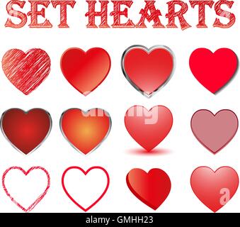 Set von Herzen, Vektor-Illustration. Stock Vektor