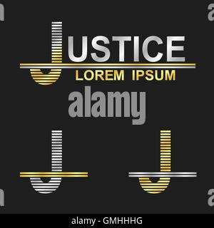 Metallische Business Symbol Schriftart entwerfen - Buchstaben J (Justiz) Stock Vektor