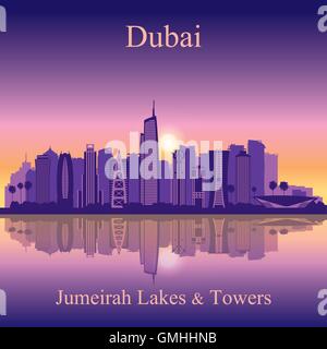 Dubai Jumeirah Lakes Towers Skyline Silhouette Hintergrund Stock Vektor