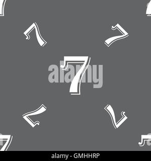Nummer sieben Symbol Zeichen. Nahtlose Muster auf einem grauen Hintergrund. Vektor Stock Vektor