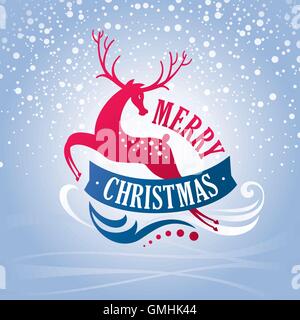 Weihnachtsgrußkarte mit Hirsch Stock Vektor