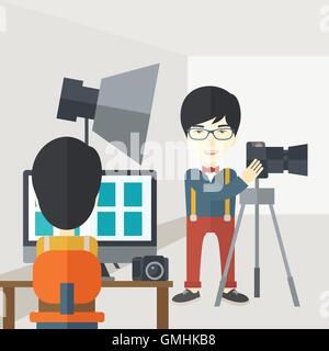 Fotografen im Studio. Stock Vektor