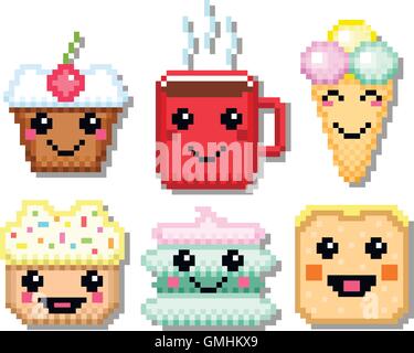 Süßes Set Pixel Stock Vektor