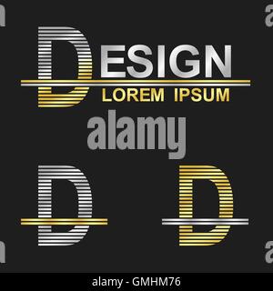 Metallische Business Symbol Schriftart entwerfen - Buchstabe D (Design) Stock Vektor