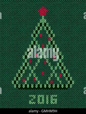 Weihnachtsbaum mit roten stilisierten Stern und Kugeln Stock Vektor