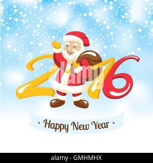 Neujahrs-Grußkarte mit Santa Claus Stock Vektor