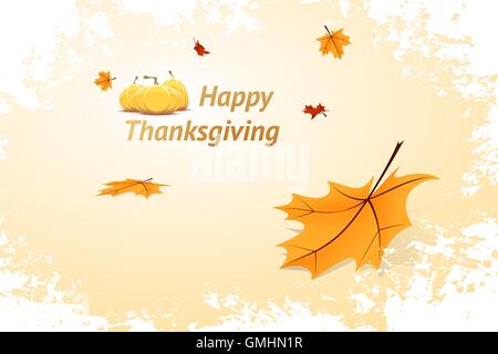 Orangefarbene Kürbisse und Blätter im Herbst Stock Vektor