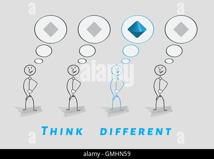Denken Sie anders, 2D Vs 3D Stock Vektor