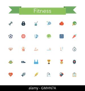 Fitness flachen Icons Stock Vektor