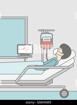 Patient im Bett liegend. Stock Vektor