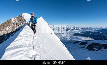 Am Liskamm Traveverse, Monte Rosa Massiv, Italien, Alpen, Europa, EU Stockfoto